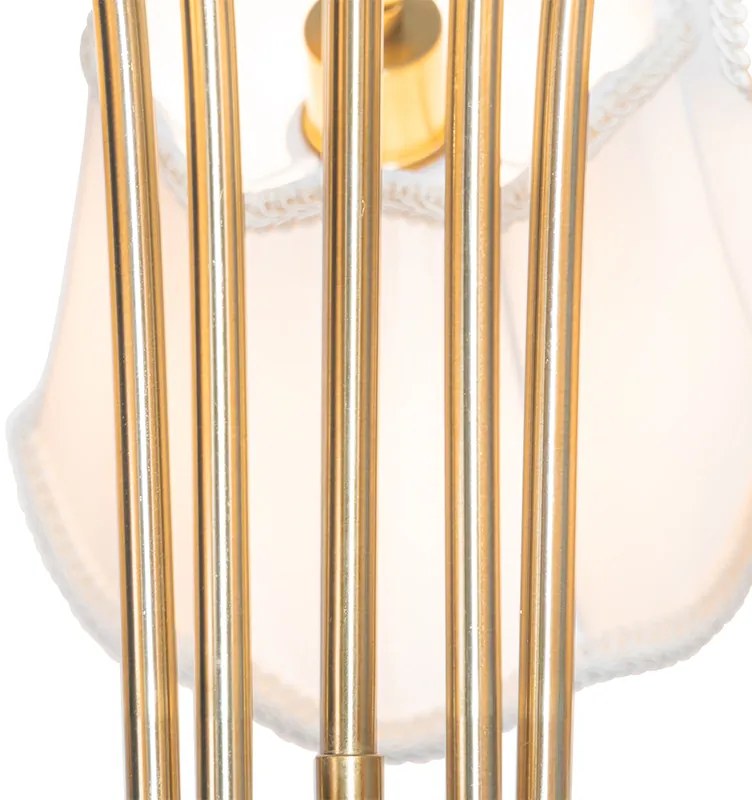 Klasické závesné svietidlo mosadz s bielym tienidlom 5-žiarovkové - Nona