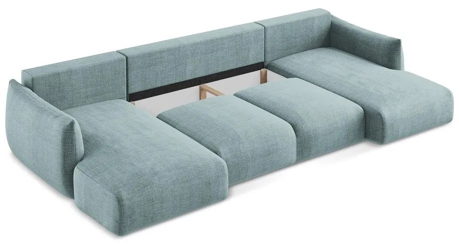 Modrá rozkladacia rohová pohovka (do tvaru "U") Leila – Makamii