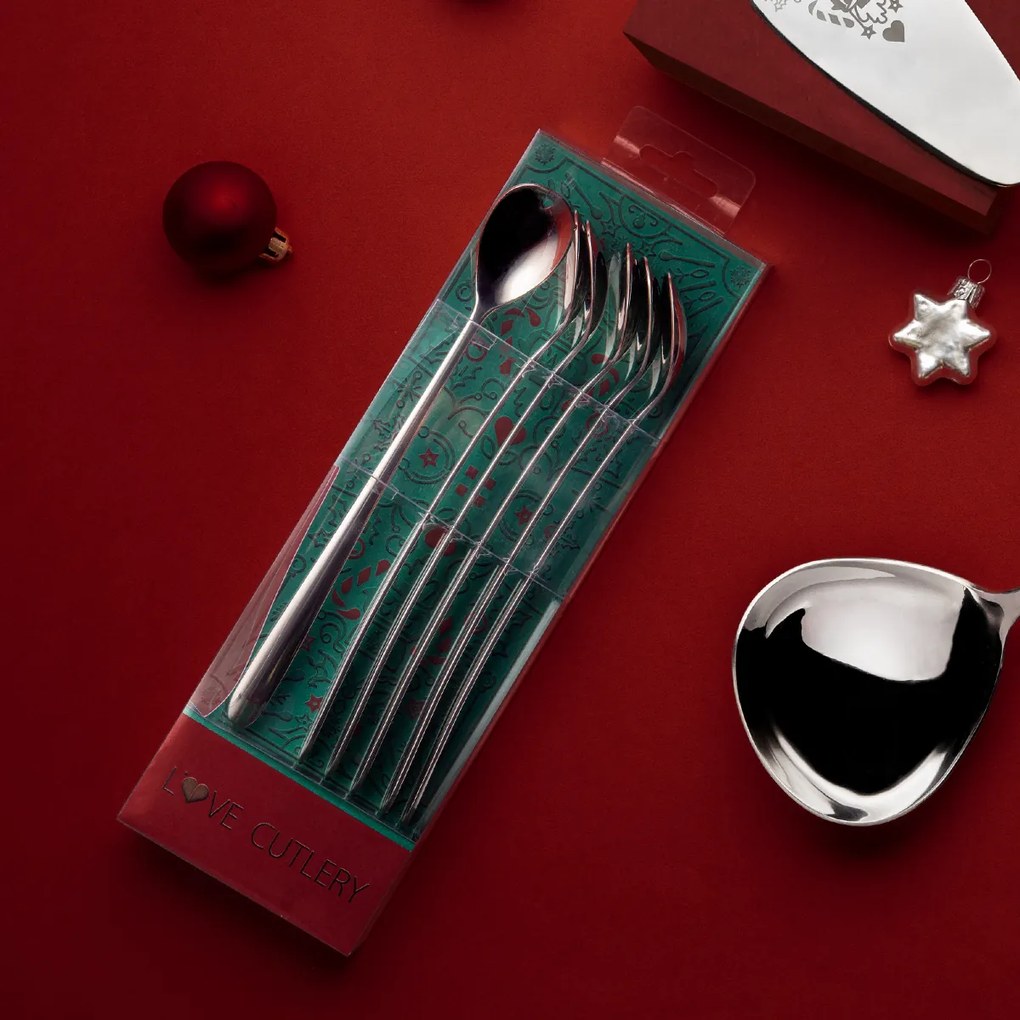 Latte lyžičky so srdiečkom 6 ks set, vianočné balenie - Love Cutlery - 116639