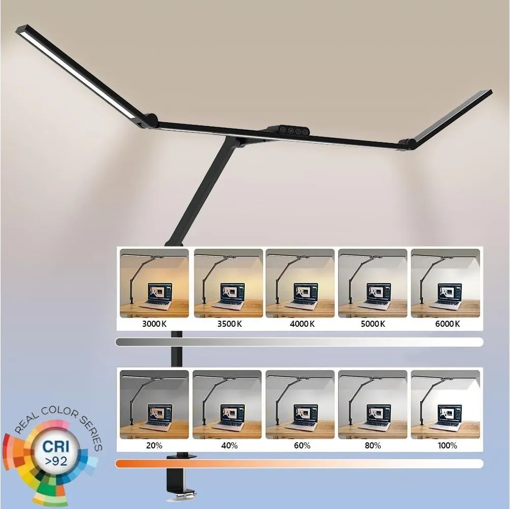 LED Stmievateľná flexibilná stolná lampa LED/36W/230V 3000-6500K CRI 92 čierna