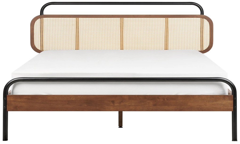 Drevená posteľ 180 x 200 cm tmavé drevo BOUSSICOURT Beliani