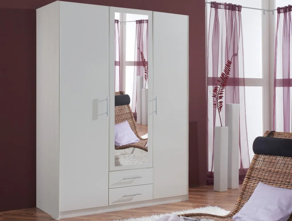 Šatníková skriňa Cliff, 135 cm, biela