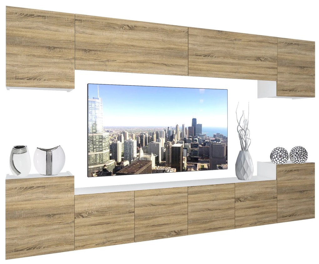 Obývacia stena Belini Premium Full Version dub sonoma+ LED osvetlenie Nexum 72