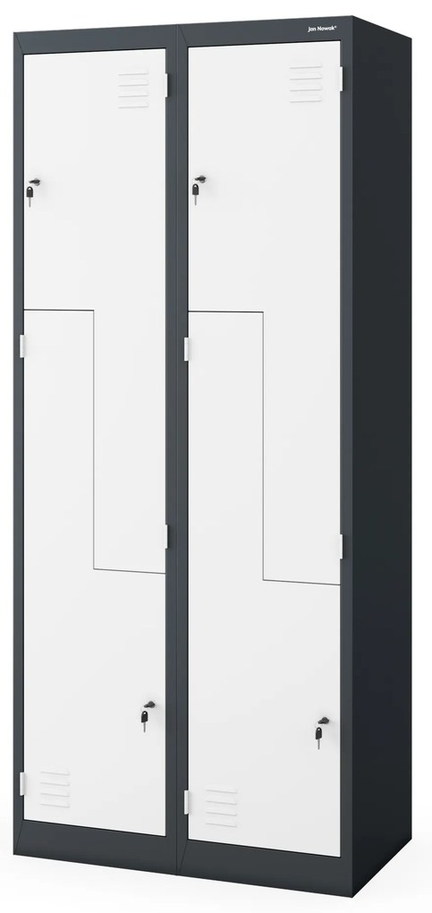 Kovová skriňa typu "L" JULIA, 800 x 1850 x 450 mm, antracitovo-biela