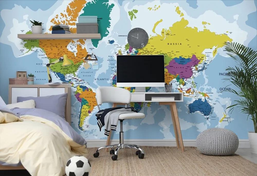 Tapeta farebná mapa sveta - 225x150