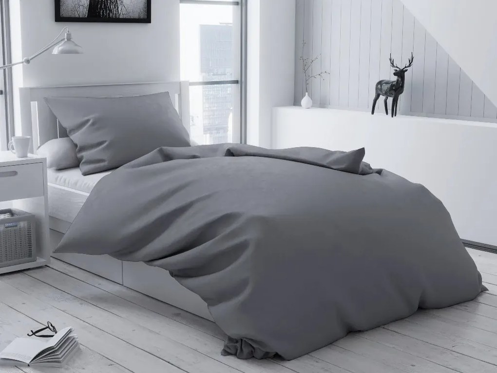 AKCE Bavlněné povlečení Lux šedé knoflík II.jakost