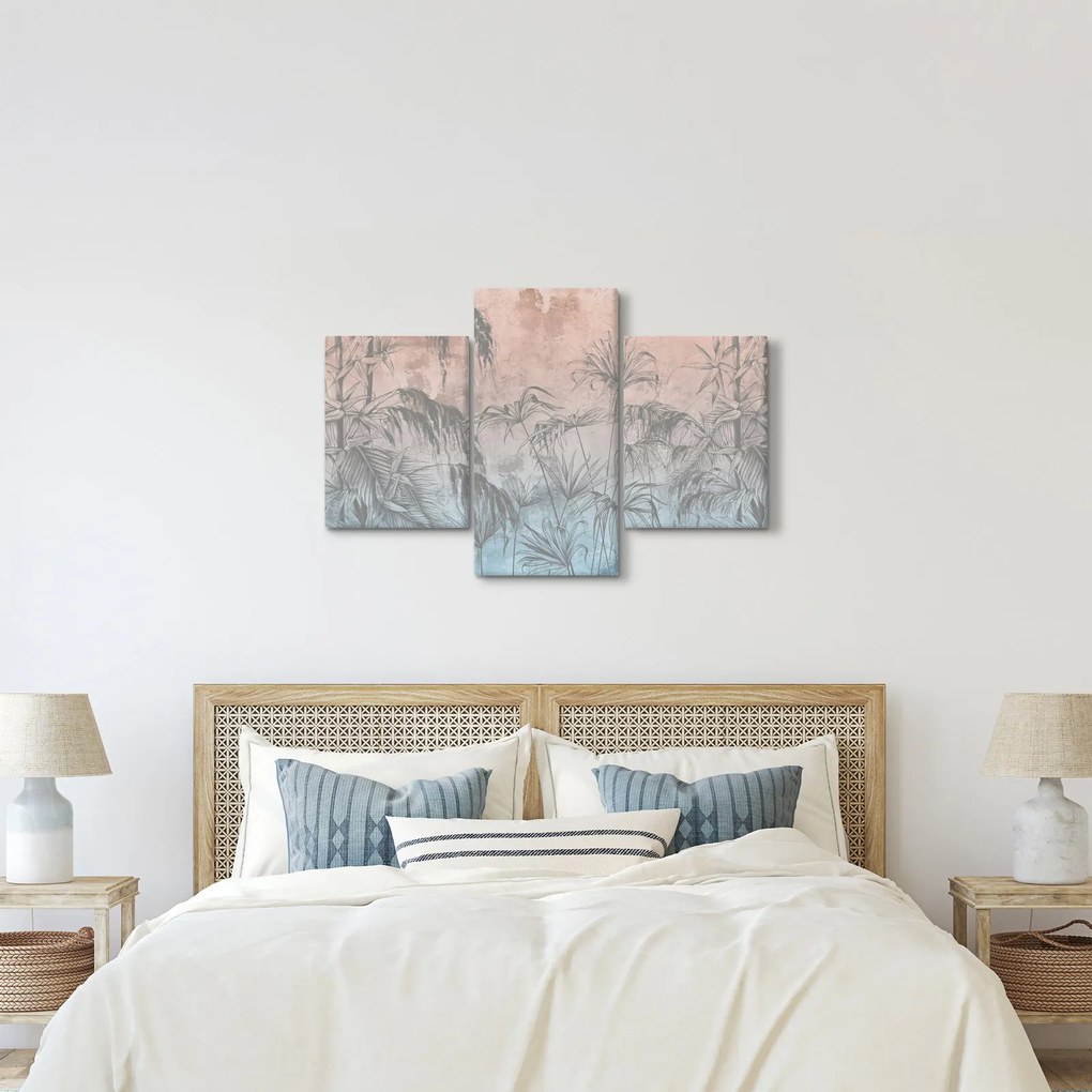 Obraz - Tropické rastliny na stene (90x60 cm)