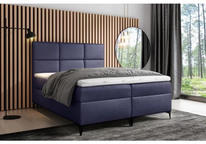 Dizajnová čalúnená posteľ Fiza s úložným priestororm modrá 180 x 200 + topper zdarma