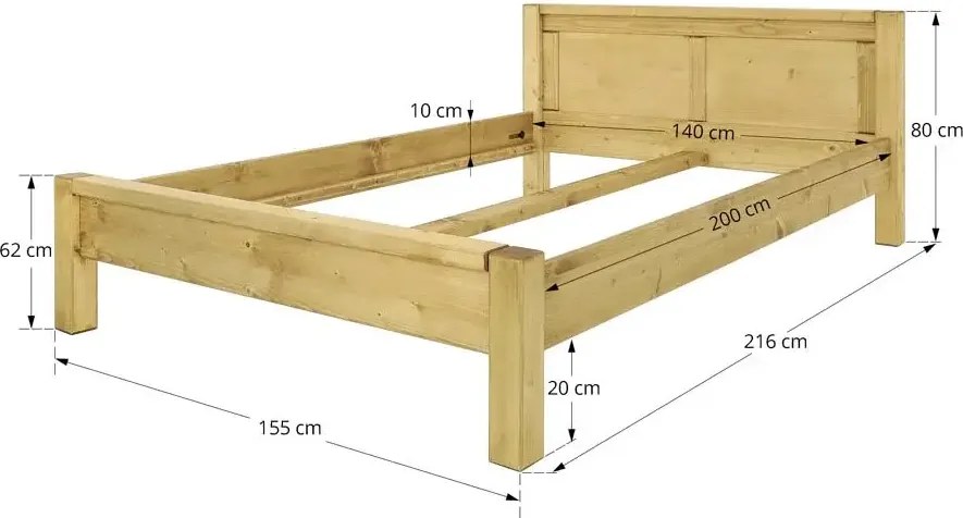 Drevená manželská posteľ s nízkym čelom 140/160/180 x 200 cm 140 cm