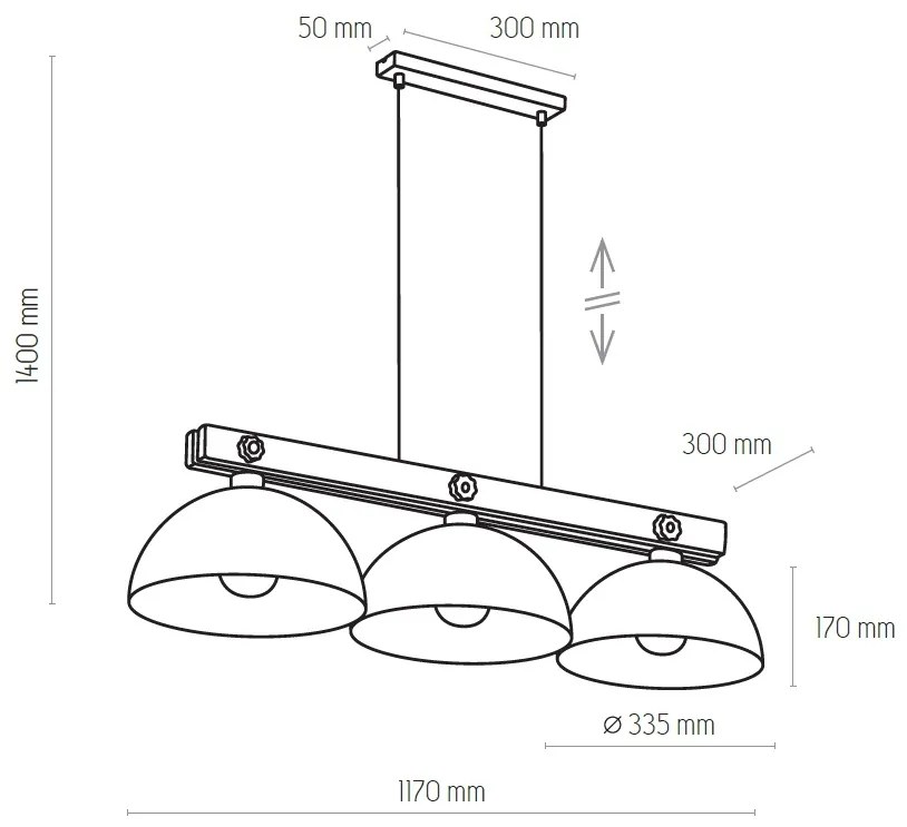 TK-LIGHTING Závesné osvetlenie nad jedálenský stôl OSLO, 3xE27, 60W