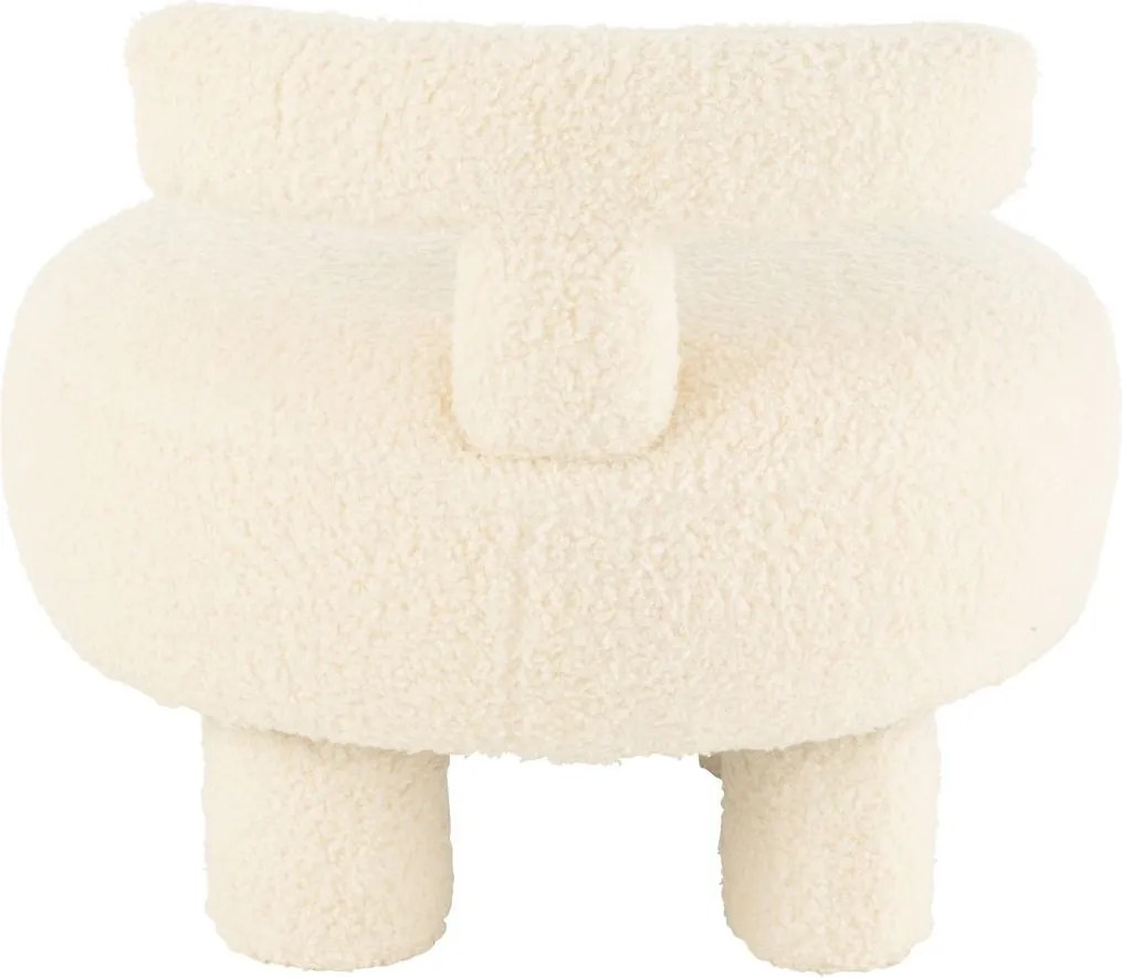 Biela okrúhla stolička s opierkou Teddy Bouclé White - Ø 52*49 cm