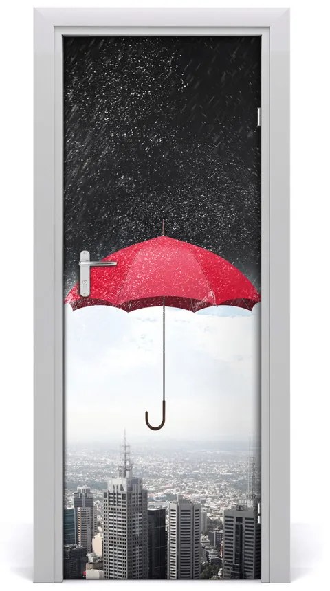 Fototapeta samolepiace dvere dáždnik nad mestom 95x205 cm