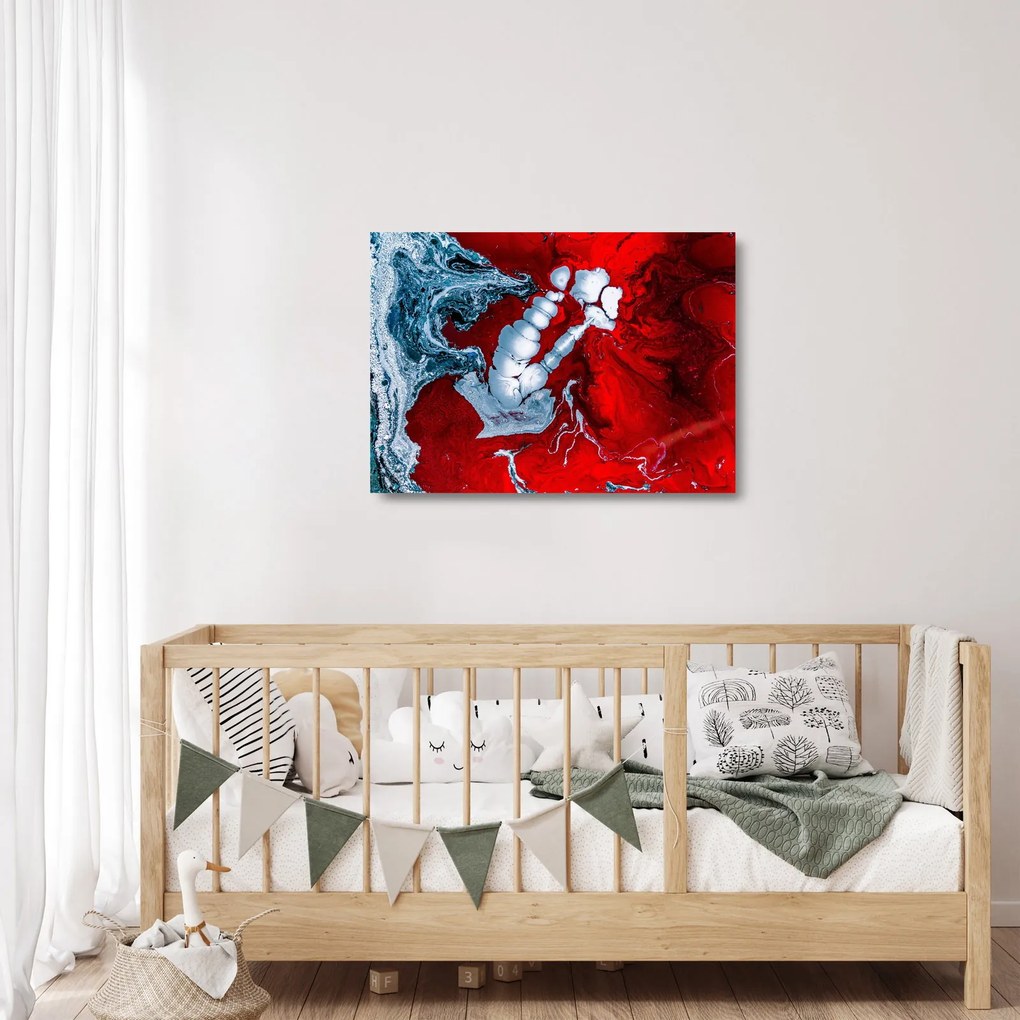 Sklenený obraz abstraktných škvŕn (70x50 cm)