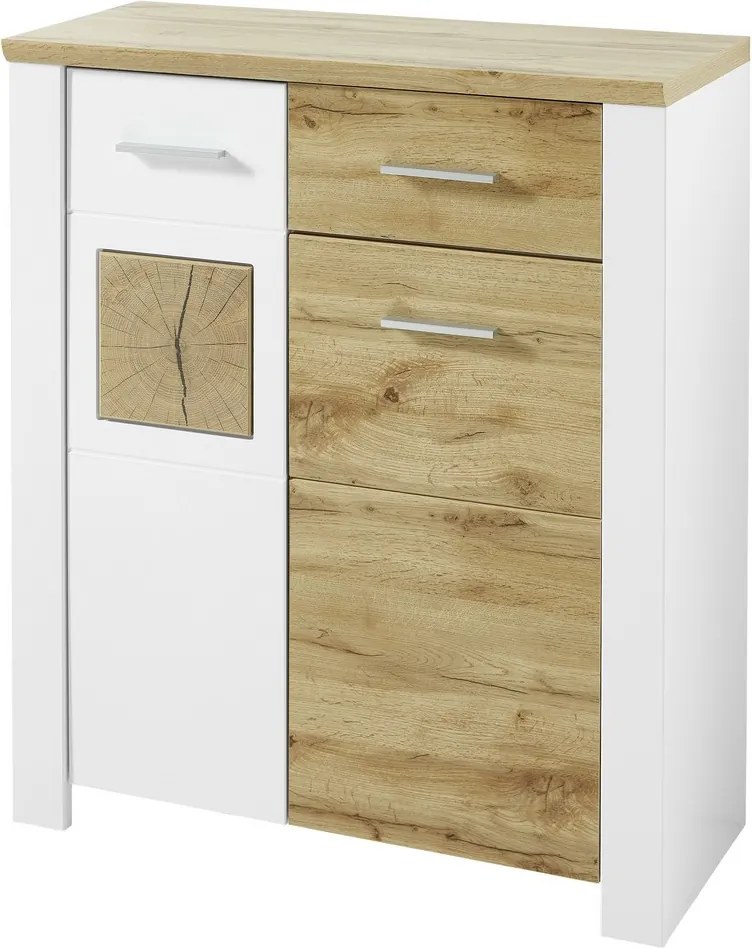 Úložná komoda/ botník Materio, dub/biela