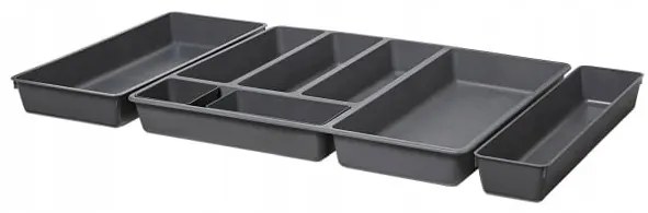 Goodhome Organizér do zásuvky, do kuchyne, príborník - NITAKI sivý plast 52 x 43 cm