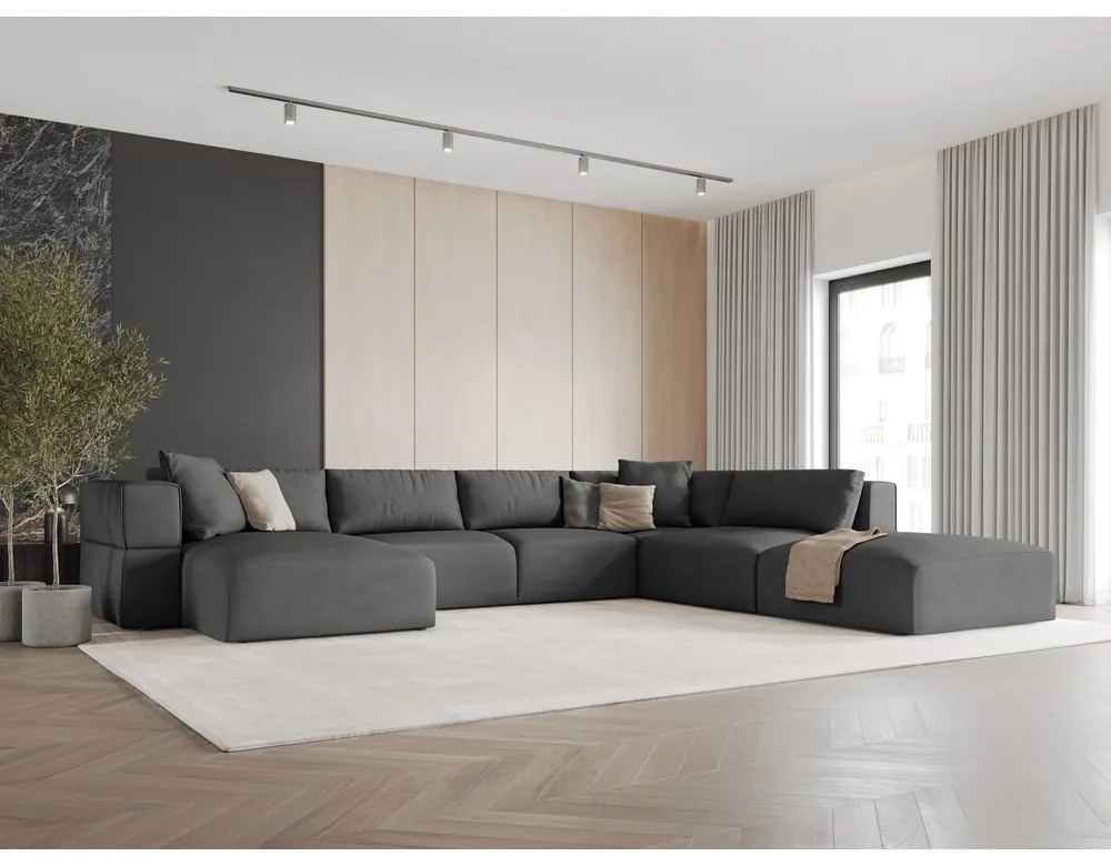 Tmavosivá rohová pohovka do "U", pravý roh Esther - Milo Casa