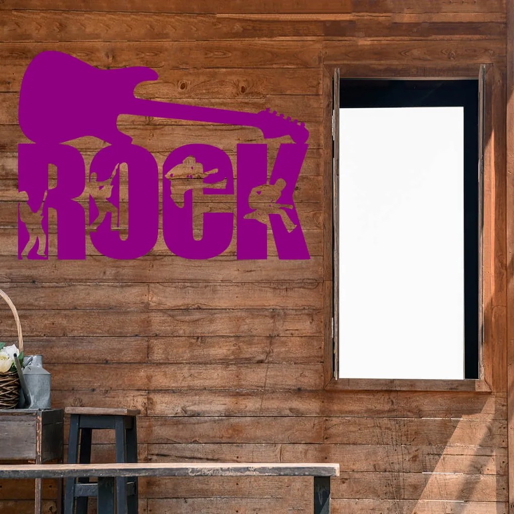 Veselá Stena Samolepka Nápis ROCK Farba: bílá, Veľkosť: 40 x 28 cm