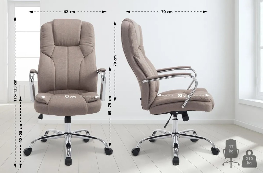 Design-Shop Kancelárska XXL stolička Xanthy látka - Sivo-hnedá (Taupe)