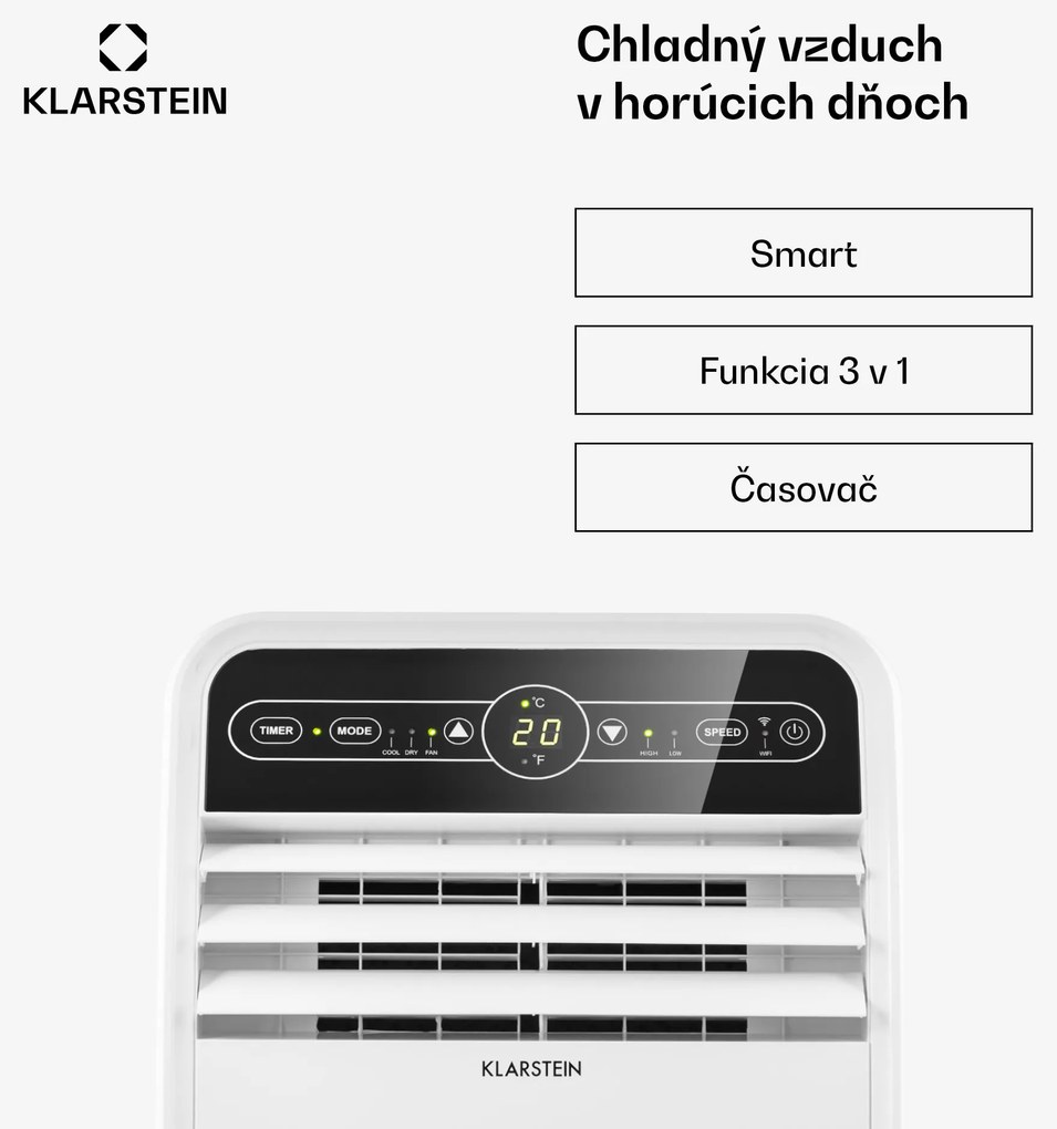 Klarstein Metrobreeze New York Smart 7k, mobilná klimatizácia, 7000 BTU/2,1 kW, A, diaľkový ovládač