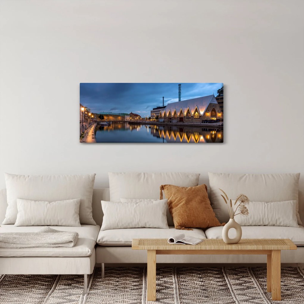 Obraz vodného kanála - Göteborg (120x50 cm)