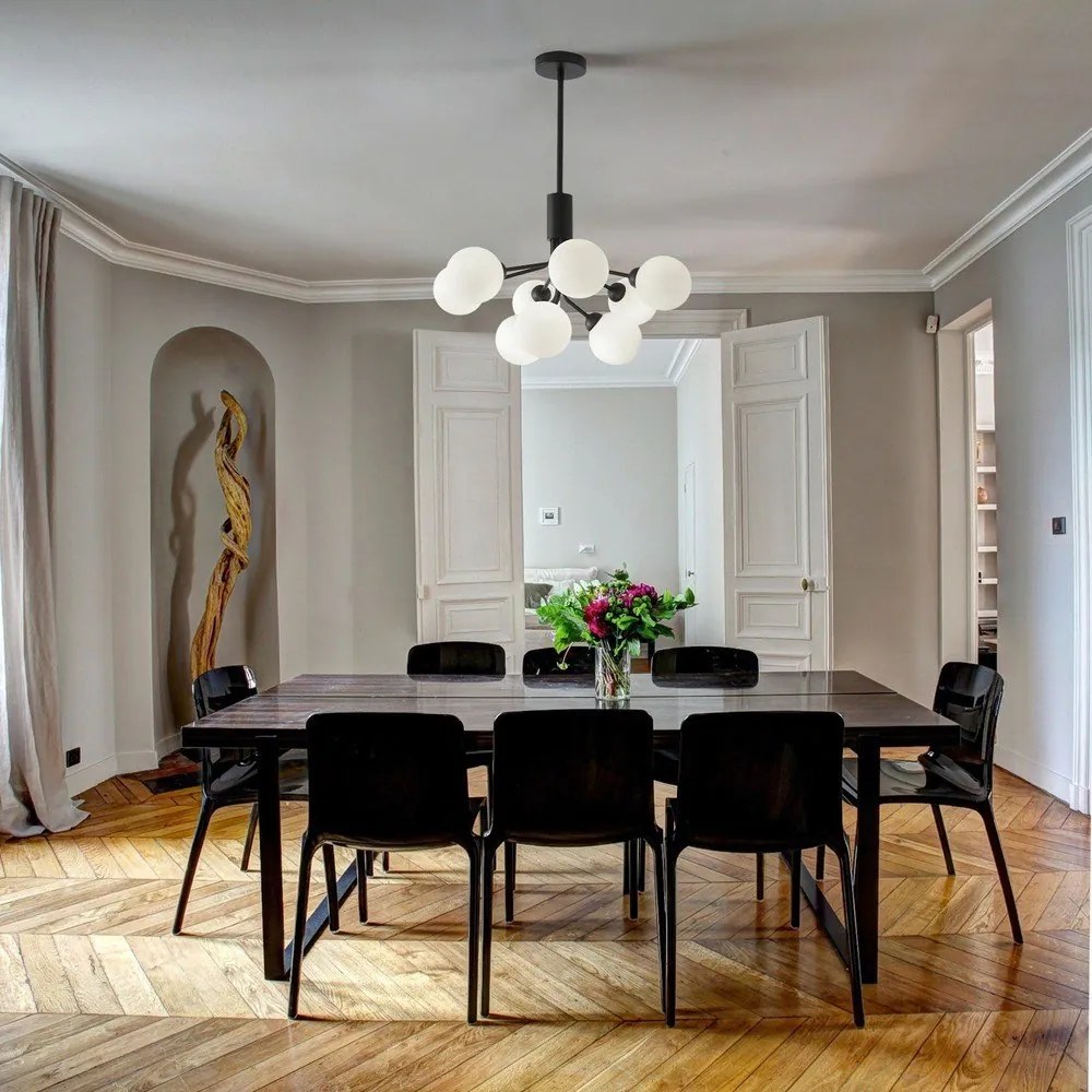 Čierno-biele závesné svietidlo SULION Musa, výška 102 cm