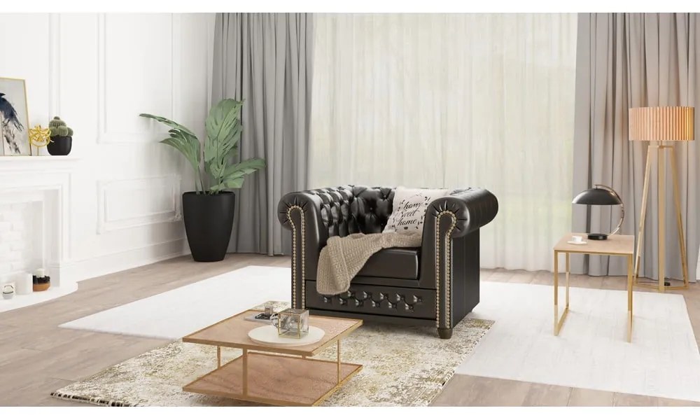 Čierne kreslo z imitácie kože York - Ropez