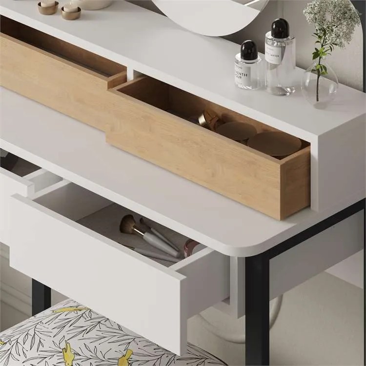 Toaletný stolík Houseland Lora biely/dub safírový