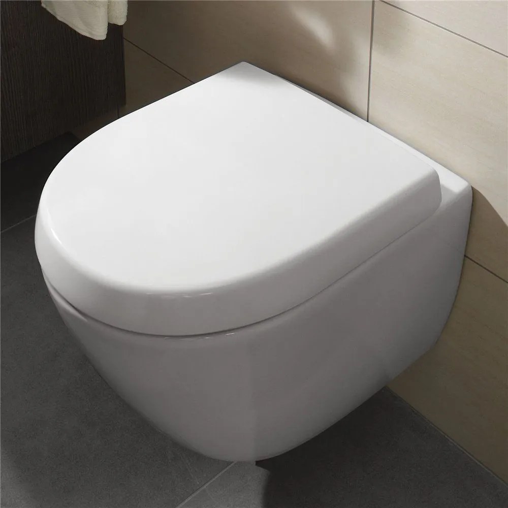 VILLEROY &amp; BOCH Subway 2.0 Compact WC sedátko s poklopom, s funkciou QuickRelease, biela alpská, 9M69Q101