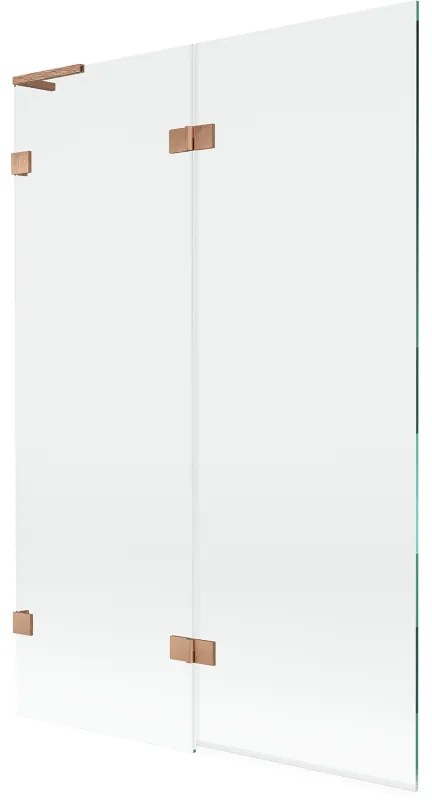 Mexen Lunar L, 2-krídlová vaňová zástena ľavá 120 x 150 cm, číre sklo, medená matná, 897L-120-100-65-00-L