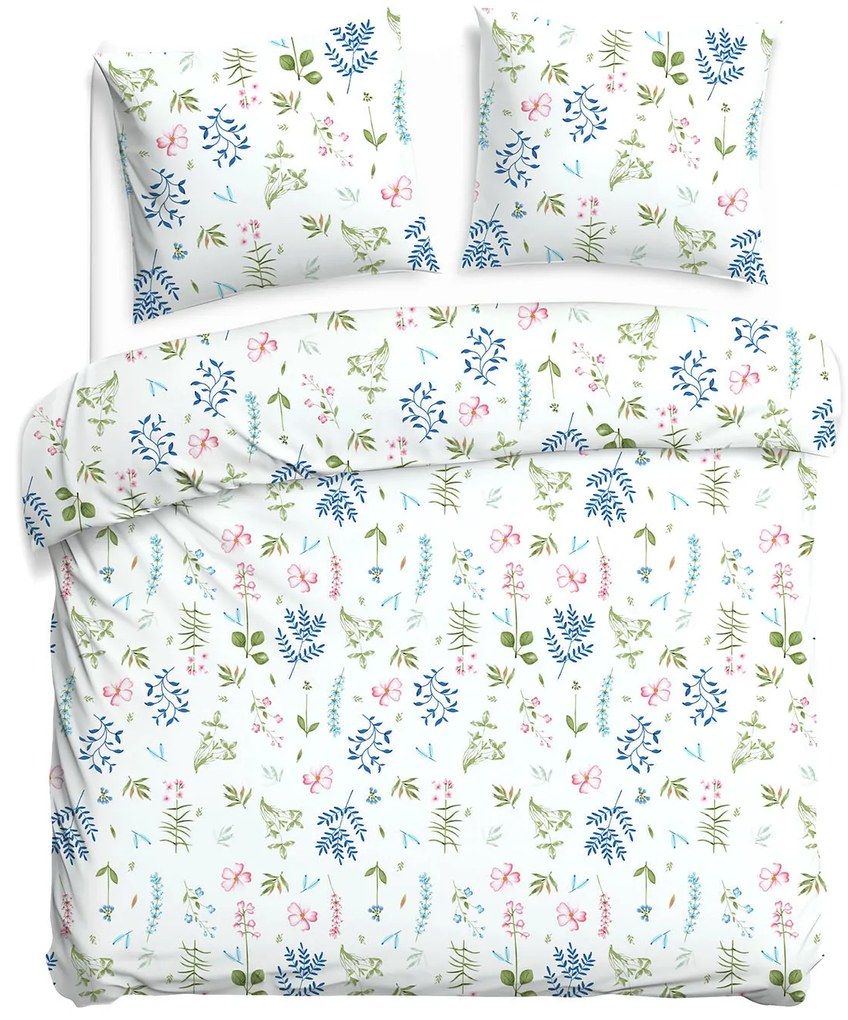 FLANELOVÉ OBLIEČKY FLANELOVE 200X220 CM, 2KS 70X80 CM KVETY