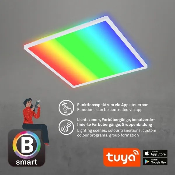 Briloner 7491-016-LED RGBW stmievateľné stropné svietidlo SMART LED/22W/230V 4000K + diaľkové ovládanie Wi-Fi Tuya