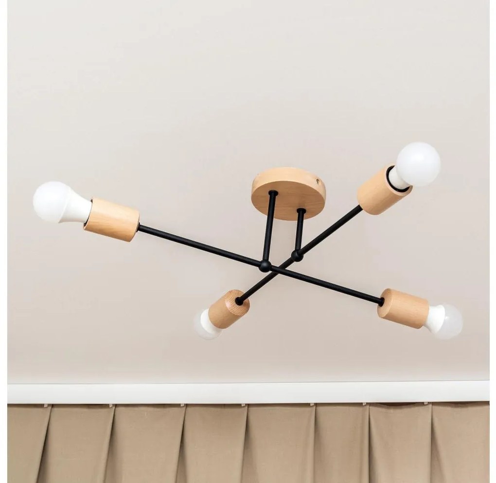 Prisadený luster CAMBRIDGE 4xE27/15W/230V borovica