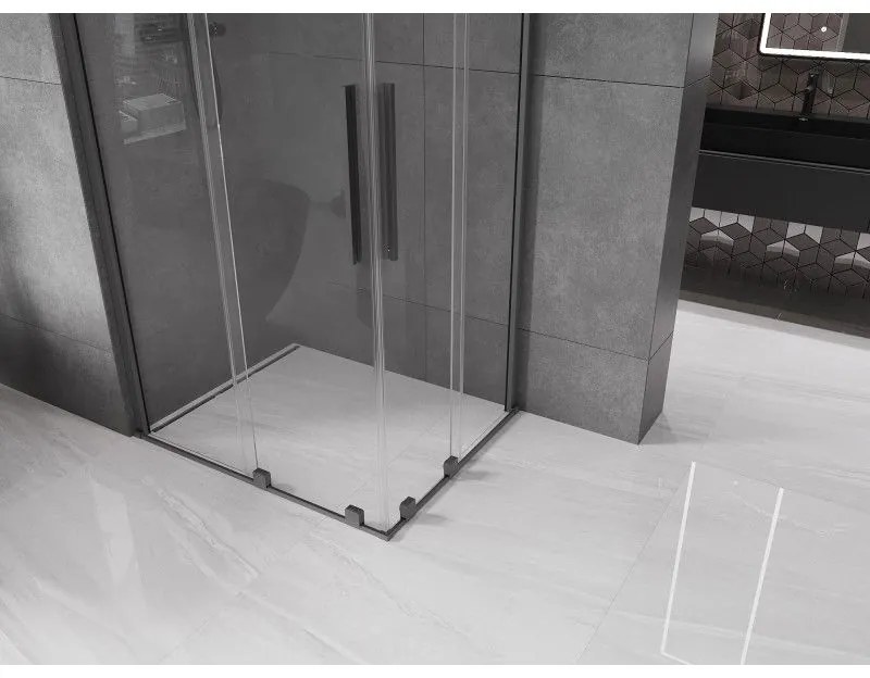 Mexen Velar Duo, sprchový kút s posuvnými dverami 90 x 80 cm, 8mm číre sklo, brúsený grafit, 871-090-080-02-95