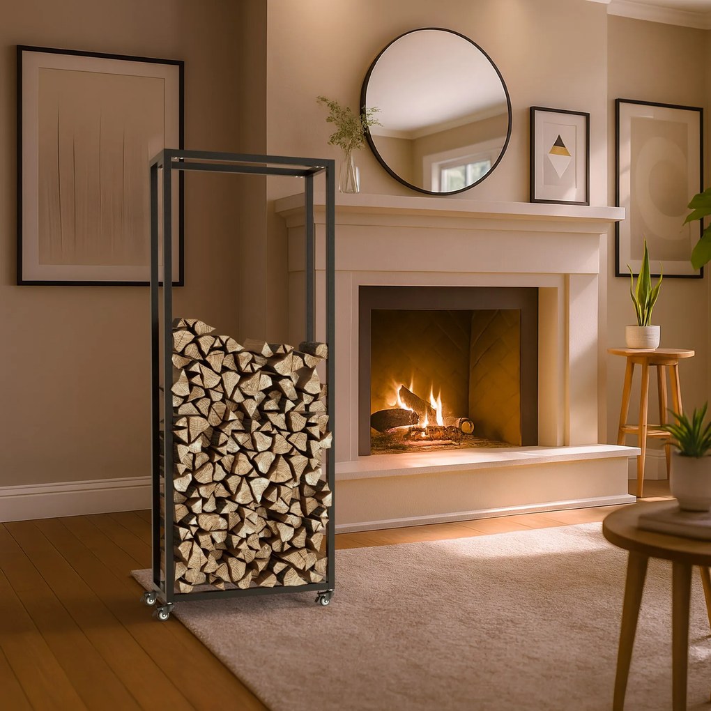 Stojan na drevo Hilta 25x60x150 cm - čierna