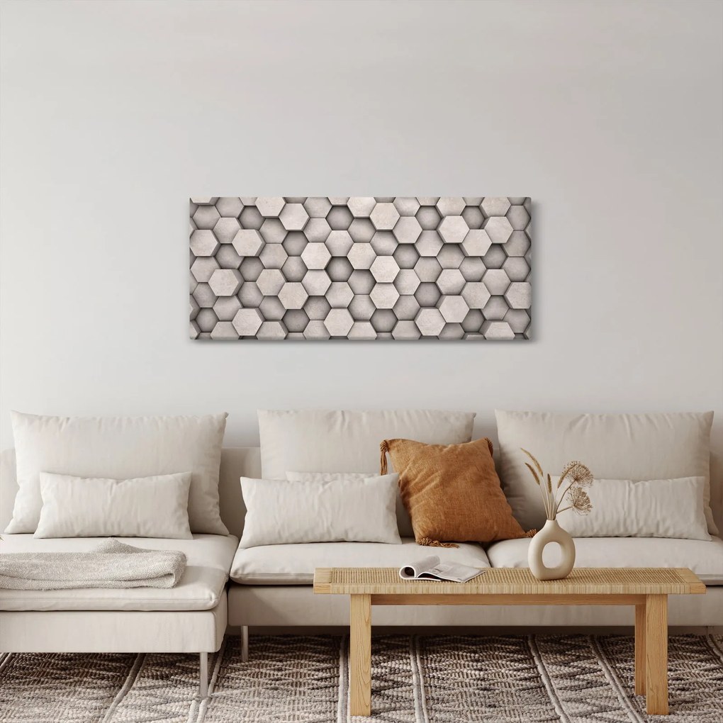 Obraz - Hexagóny v betónovom dizajne (120x50 cm)
