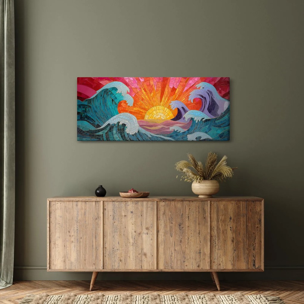 Obraz - Mozaika vĺn (120x50 cm)