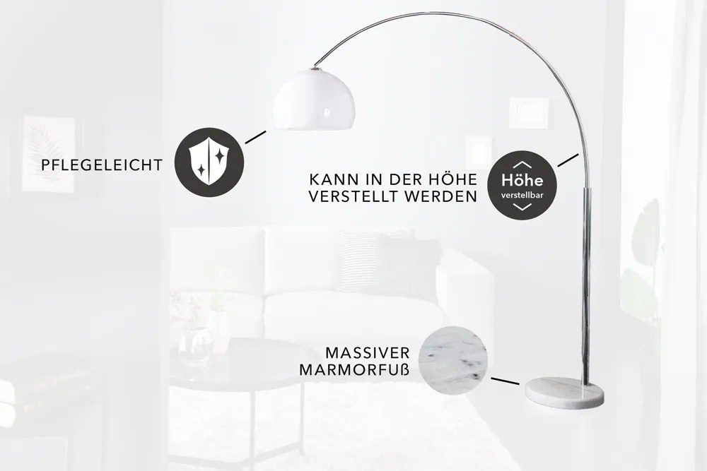 Stojacia lampa Big Bow biela 175-205cm