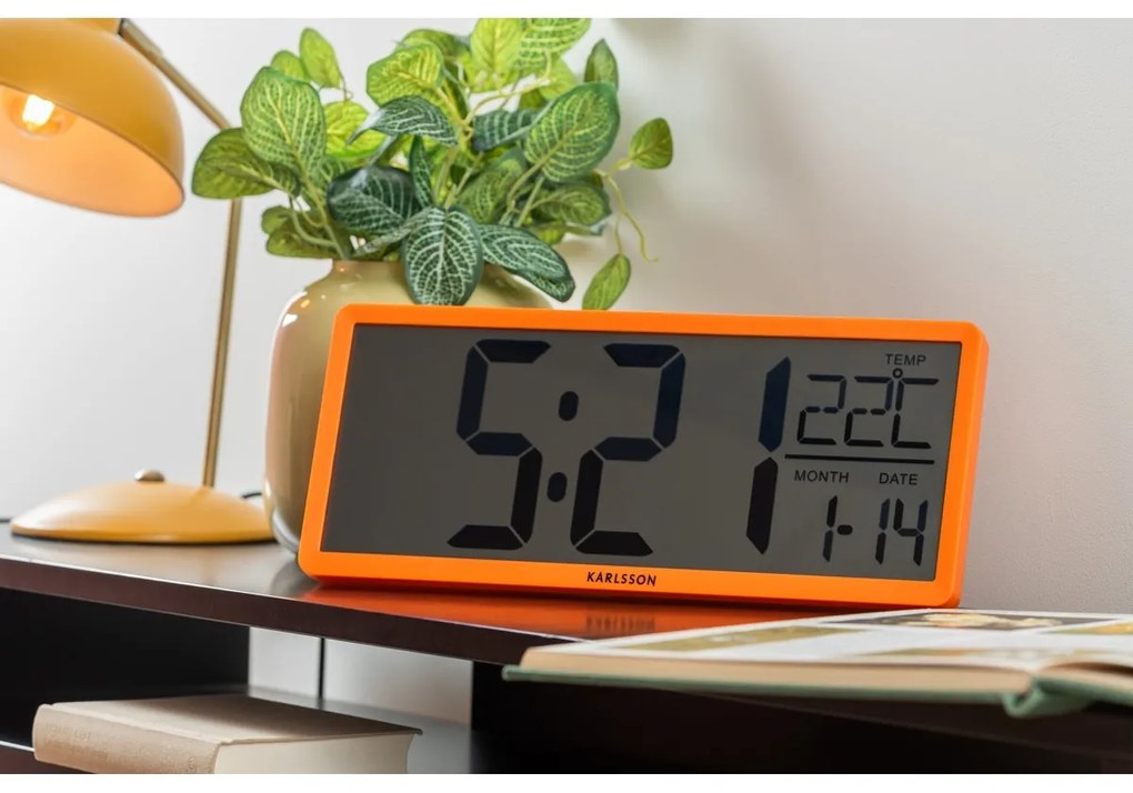 Digitálne hodiny Karlsson 6020OR oranžové, 35 cm