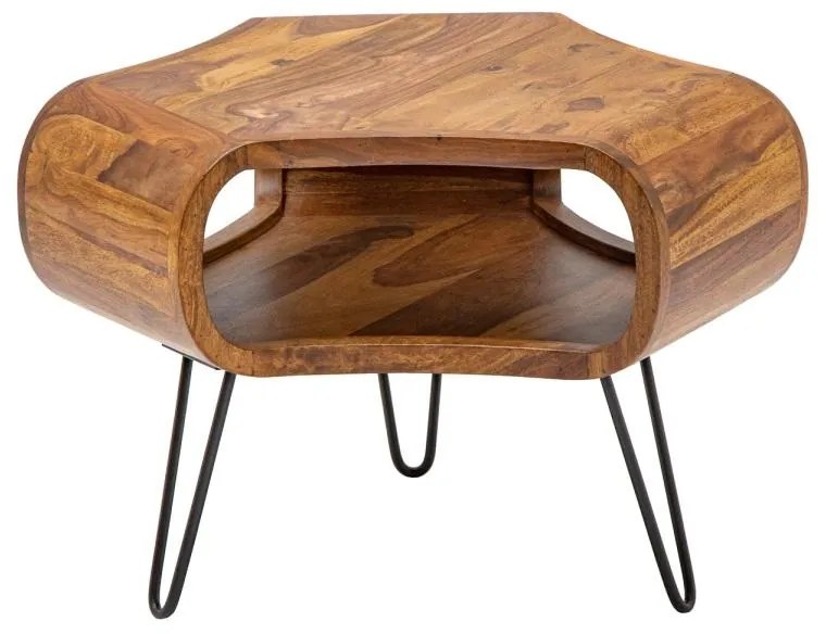 Dizajnový konferenčný stolík Lorelei, 70 cm, sheesham