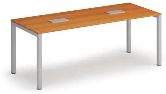 Stôl SQUARE 2000 x 800 x 750, čerešňa + 2x stolná zásuvka TYP II, strieborná