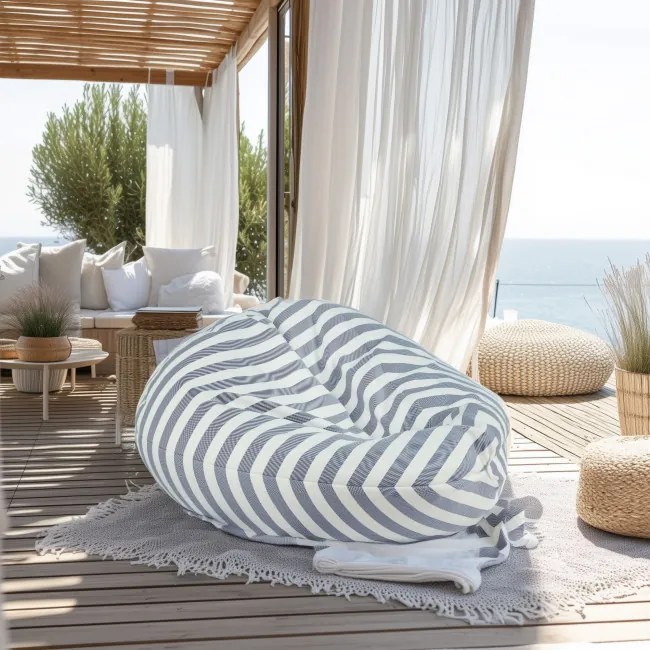 Sedací vak Sako Riviera s tmavomodrými pruhmi OUTDOOR