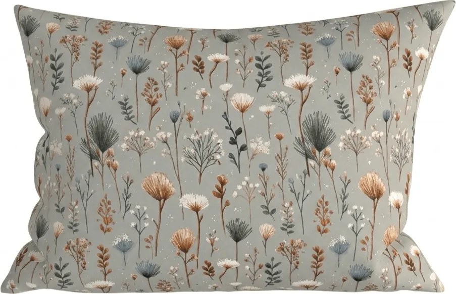 Obliečka na vankúš z mikrovlákna BOTANIC FIELD 50x70 cm, sivá