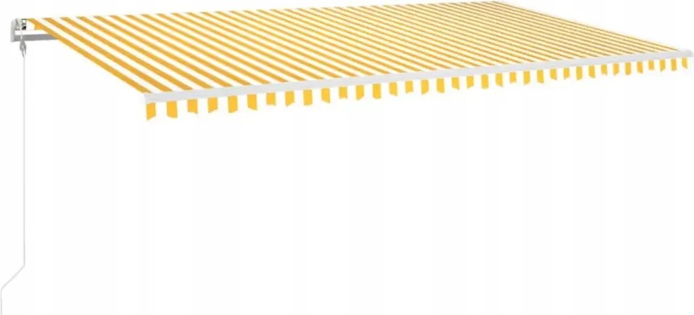 vidaXL Automaticky rolovateľná markíza, 600 x 350 cm, žlto-biela