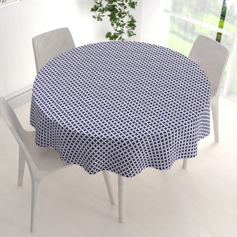 Biante Bavlnený okrúhly obrus Sandra SA-241 Tmavo modré Maroko Ø 110 cm