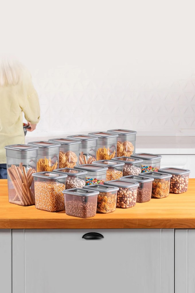 Súprava 18 ks potravinových boxov BONNIE antracitová