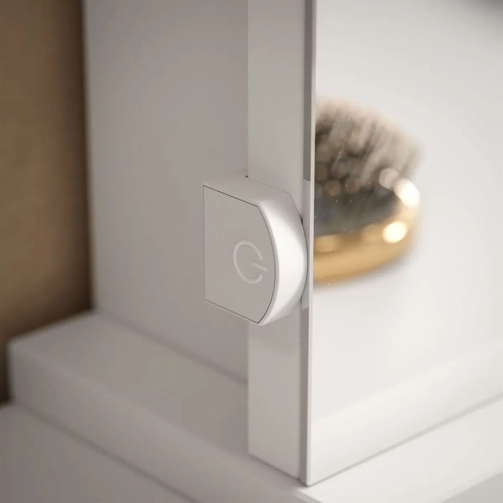 TOALETNÝ STOLÍK JULIETTA BIELÝ LESK + ZRKADLO + LED