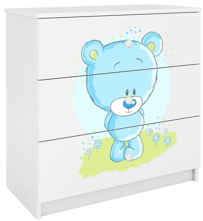 Detská komoda Babydreams Biely – Medveď modrý
