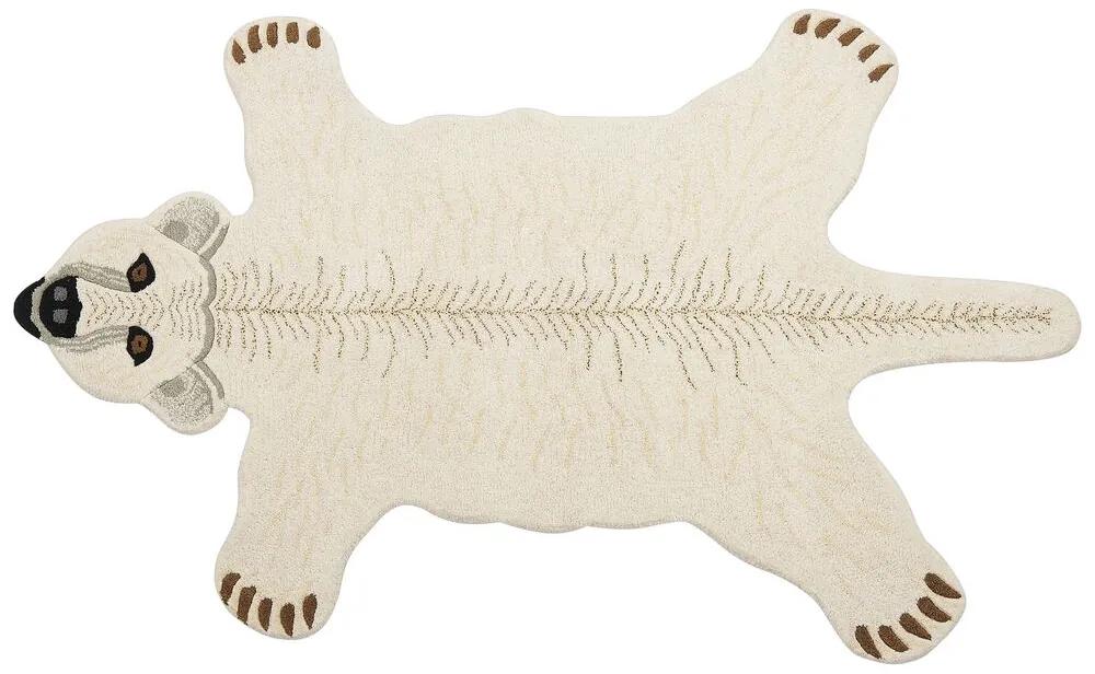 Vlnený detský koberec v tvare ľadového medveďa 100 x 160 cm biely TAQQIQ Beliani
