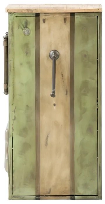 furniture-nabytek.cz - Masívny barový regál Gas Station z mangového dreva a kovu, lakovaný, zelený – 48×50×102 cm