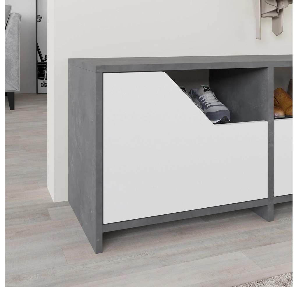 Botník (skrinka na topánky) Todeba (sivá + biela). Akcia -19%. Vlastná spoľahlivá doprava až k Vám domov. 1094664